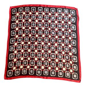 Echo Silk Scarf Red Black Geometric Squares Mod Designer Fashion Accessory